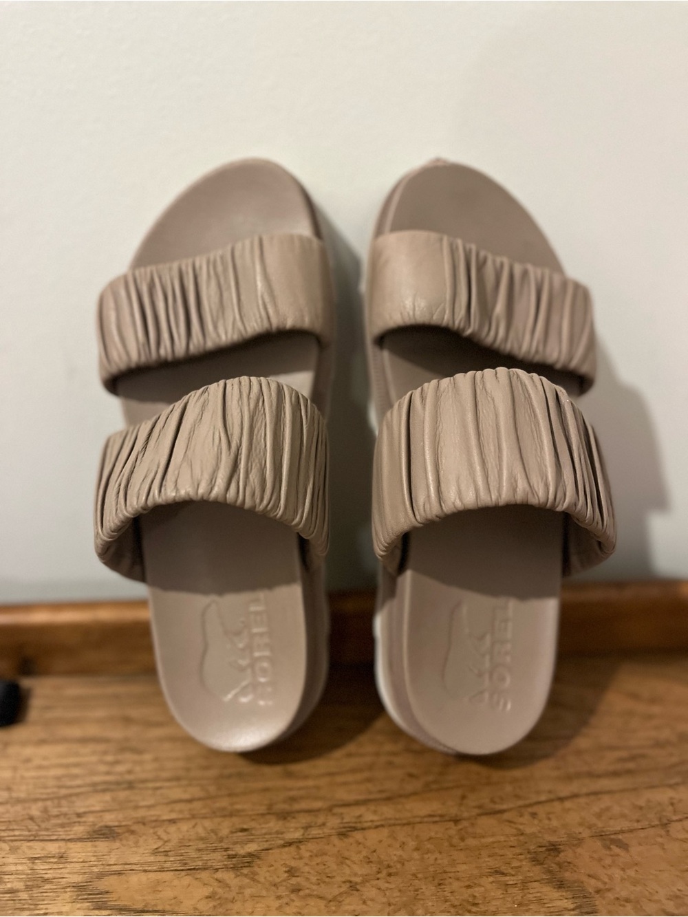 Sorel Ruched Double-Strap Slide Sandals Size 7.5